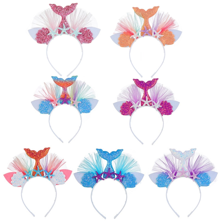 Rainbow Mermaid Headband Children Party Hair Accessories Net Gauze Flower Animal Hair Accessories