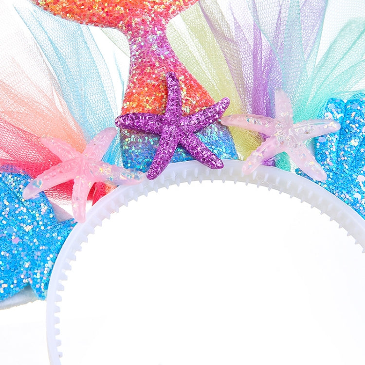 Rainbow Mermaid Headband Children Party Hair Accessories Net Gauze Flower Animal Hair Accessories