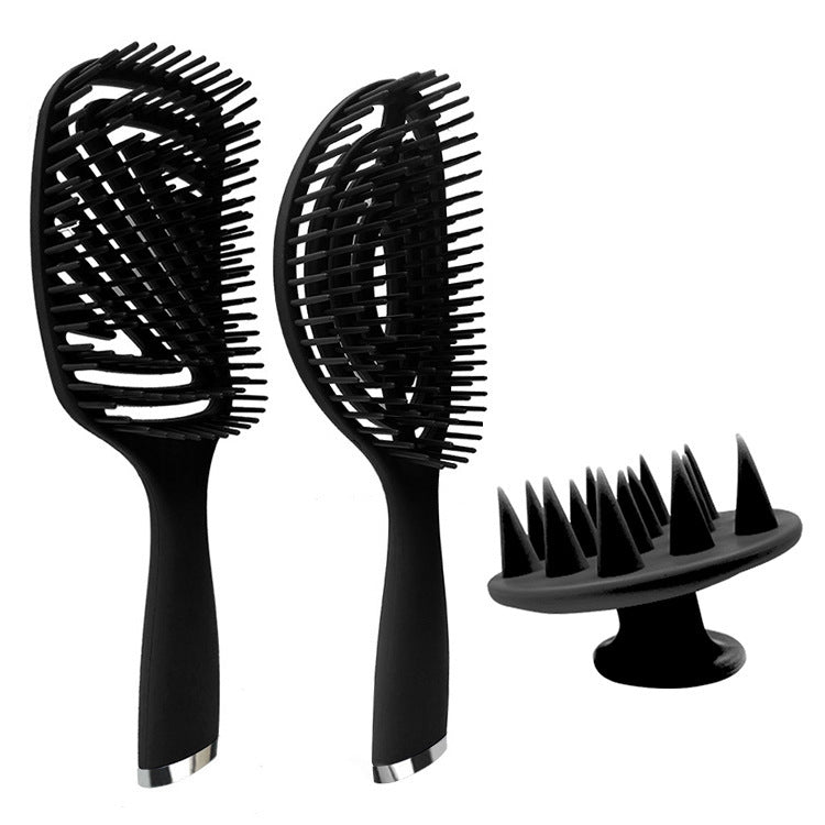 3 in 1 Plastic Curly Hair Salon Comb Set Hollow Massage Mosquito Comb