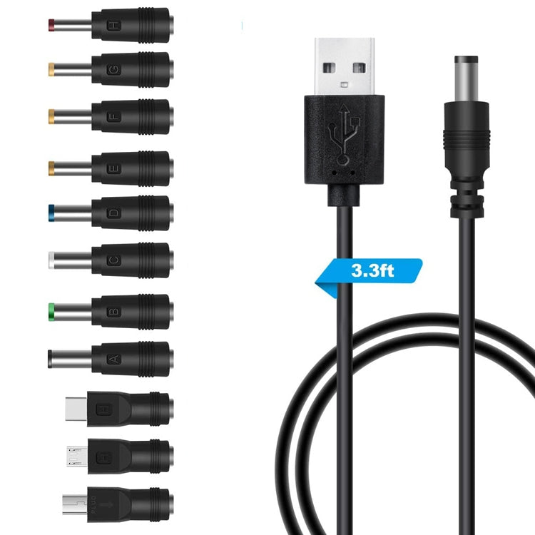 DC Power Cord USB Multi-Function Interchange Plug USB Charging Cable, 8 in 1, 11 in 1