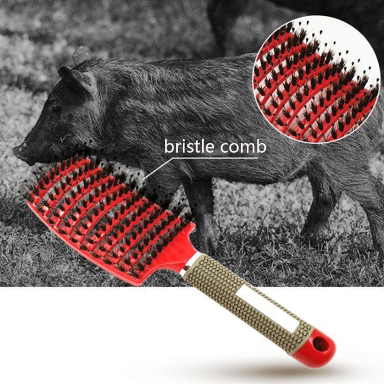 Retro Boar Bristles Hairdressing Big Curved Comb Curly Hair Massage Comb