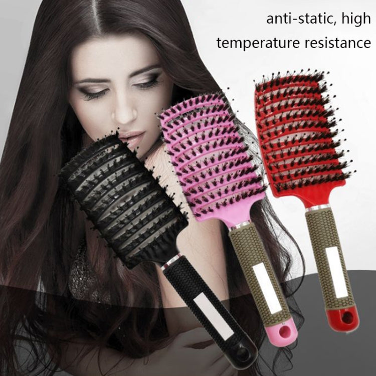 Retro Boar Bristles Hairdressing Big Curved Comb Curly Hair Massage Comb