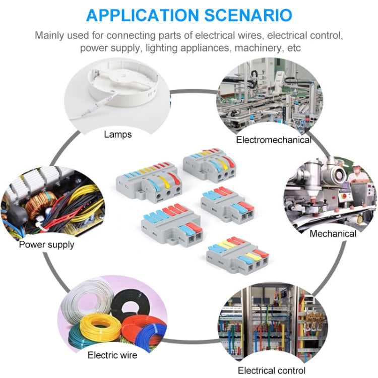 SPL-2 2 In 3 Out Colorful Quick Line Terminal Multi-Function Dismantling Wire Connection Terminal