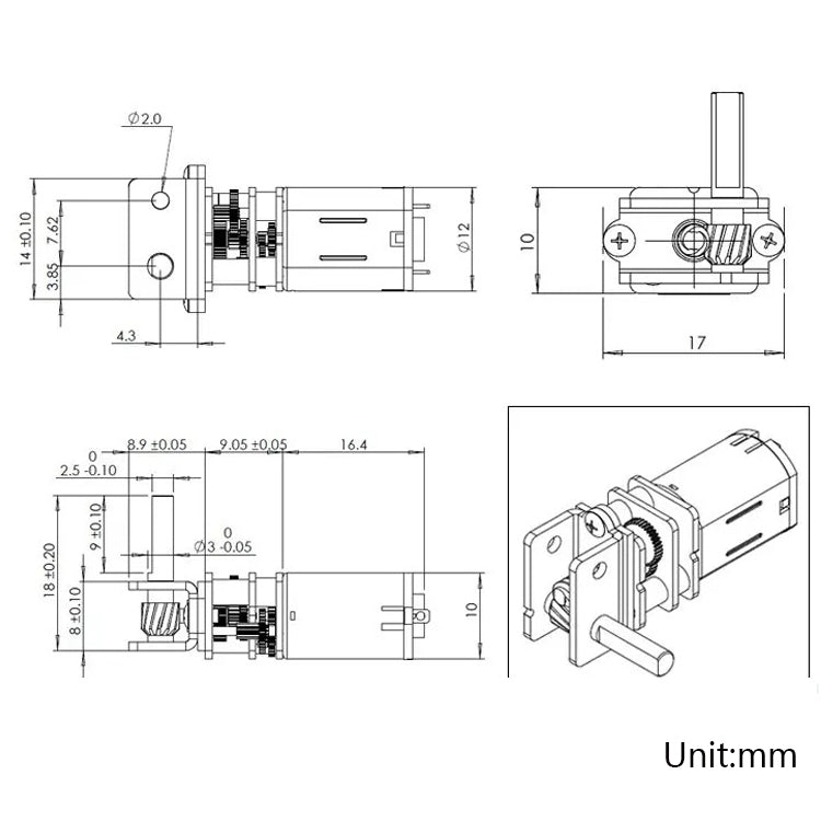 GW12N20 Worm Gear Low Speed Motor Ultra Mini Gear Power-Off Self-Locking Motor For Smart Car Robot