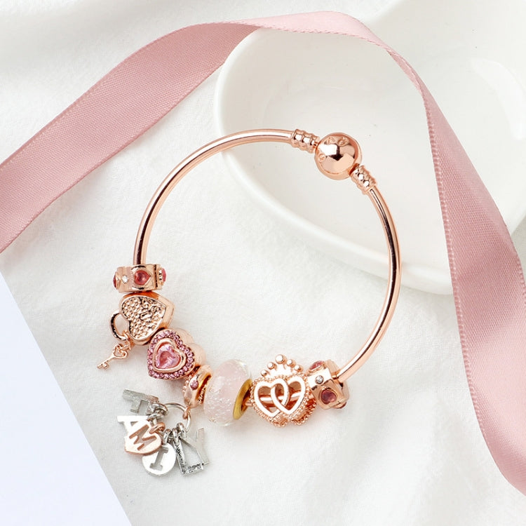 MGZ03 Rose Gold Love Heart Lock Decorative Bracelet, Length: