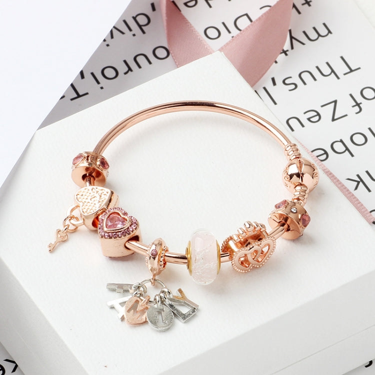 MGZ03 Rose Gold Love Heart Lock Decorative Bracelet, Length:
