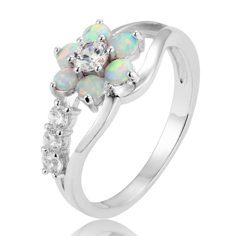 925 Silver Women Opal Flower Ring Jewelry