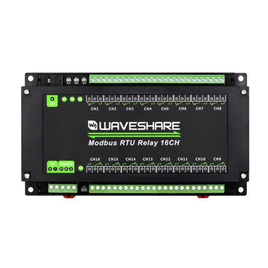 Waveshare 24921 Modbus RTU 16-Ch Relay Module, RS485 Interface, With Multiple Isolation Protection Circuits, 24921