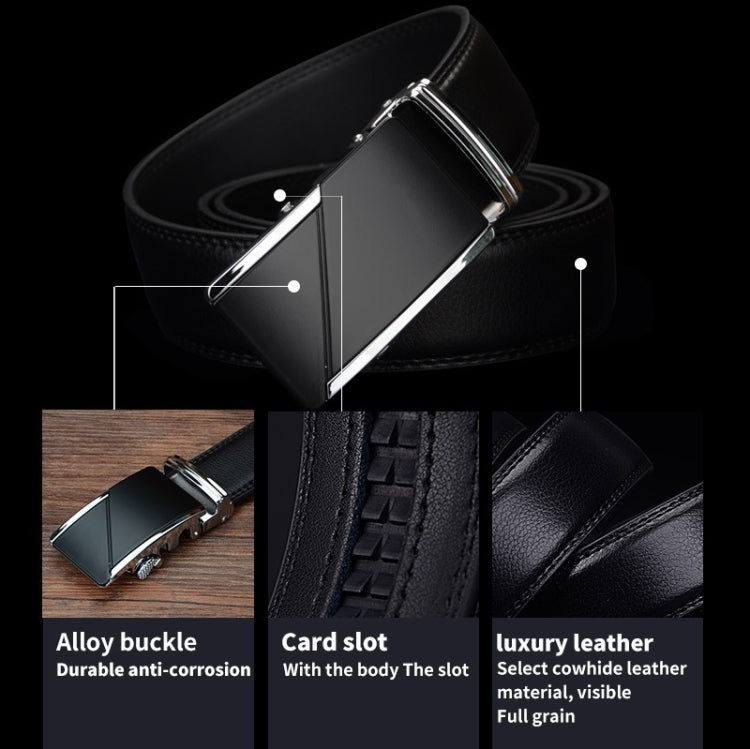 COWATHER CZ025 Men Fashion Business Two-Layer Cowhide Automatic Buckle Belt,Length：