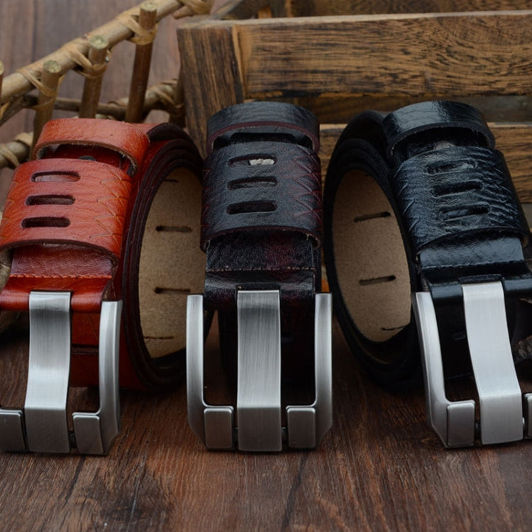 COWATHER QSK001 Men Casual Fashion Two-Layer Leather Pin Buckle Belt,Length：