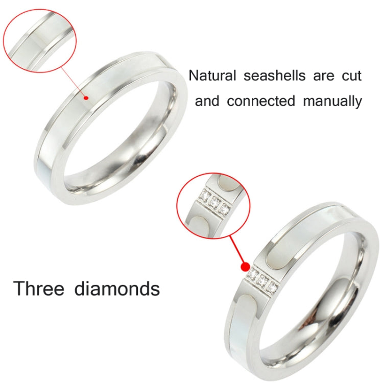Three Diamonds Color Shell Diamond Ring Titanium Steel Gold-Plated Couple Ring