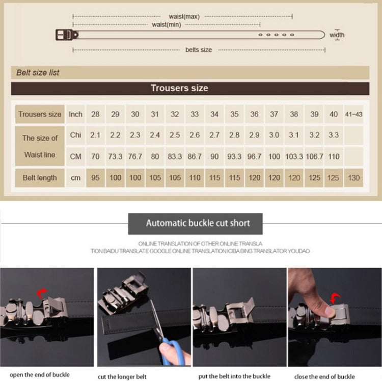 COWATHER CZ022 Men Two-Layer Leather Casual Business Automatic Buckle Belt, Length: