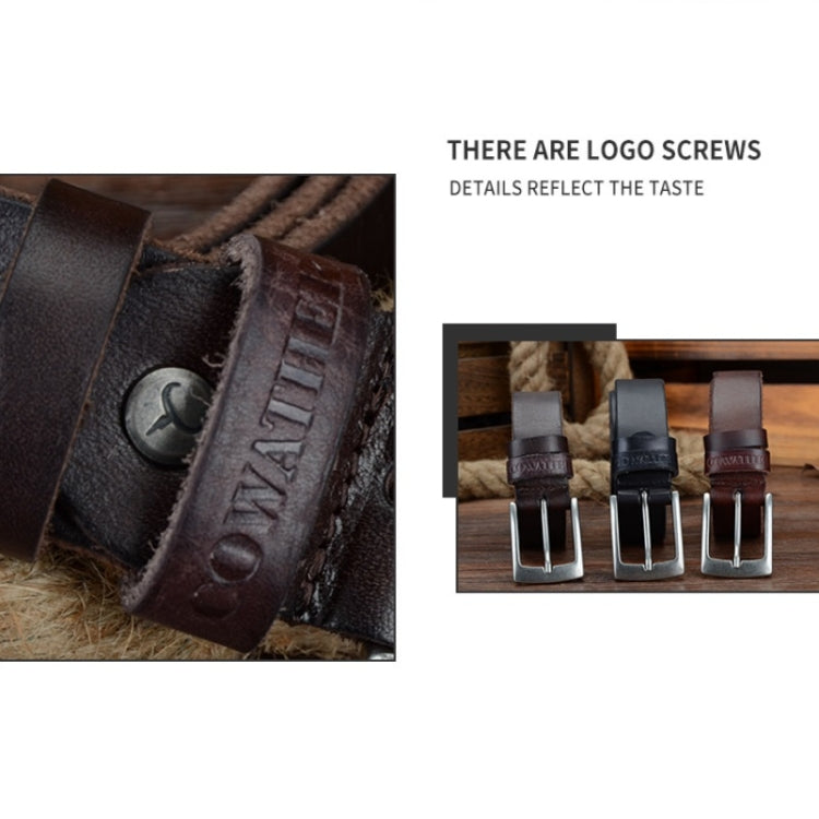 COWATHER XF018 Men Casual Business Pin Buckle Cowhide Belt,Length: