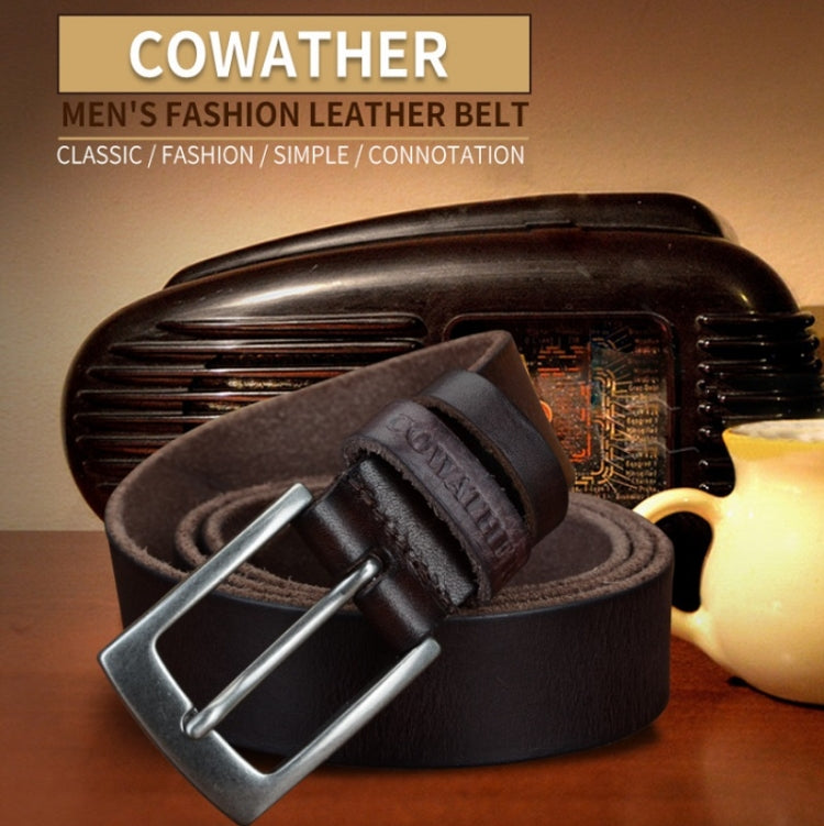 COWATHER XF018 Men Casual Business Pin Buckle Cowhide Belt,Length: