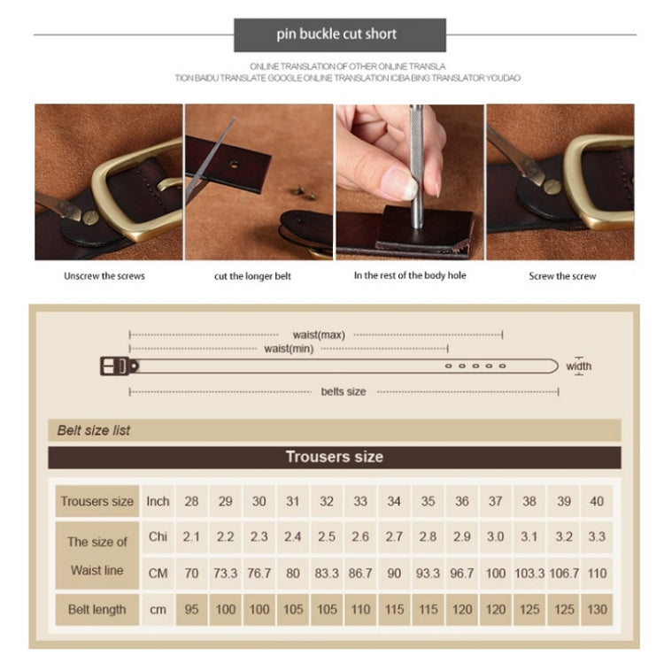 COWATHER XF018 Men Casual Business Pin Buckle Cowhide Belt,Length: