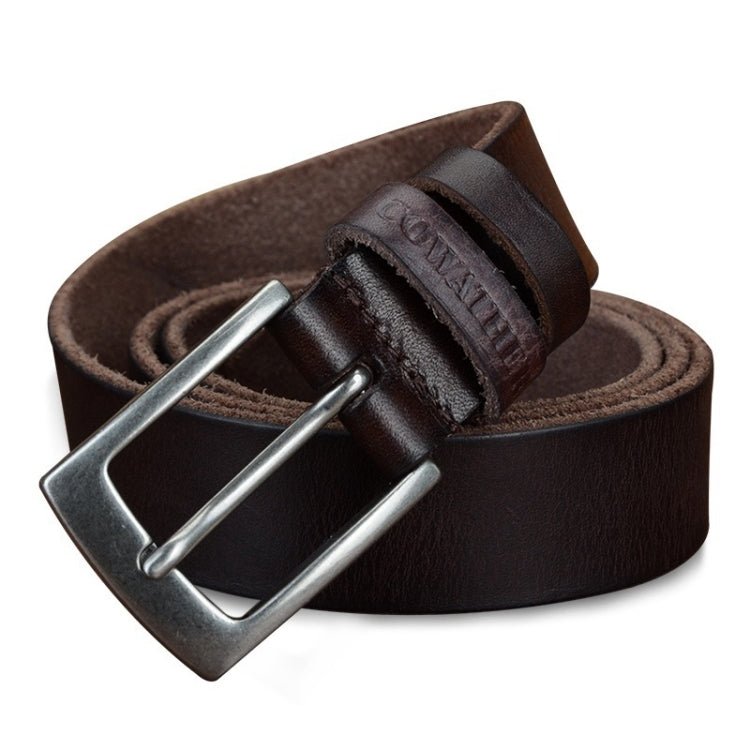 COWATHER XF018 Men Casual Business Pin Buckle Cowhide Belt,Length:
