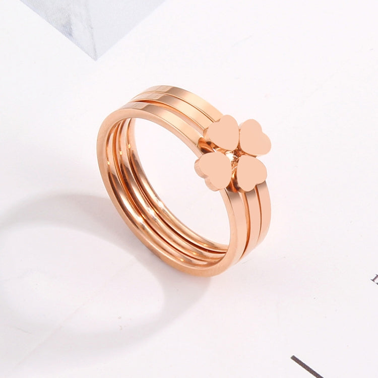 3 In 1 Titanium Steel Peach Heart Combination Four-Leaf Clover Couple Ring