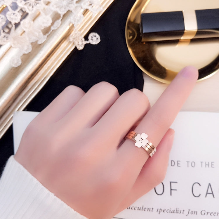 3 In 1 Titanium Steel Peach Heart Combination Four-Leaf Clover Couple Ring