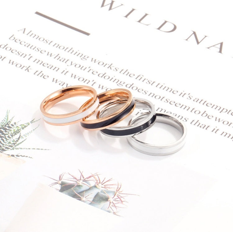 Simple Black White Epoxy Couple Ring Women Titanium Steel Ring Jewelry