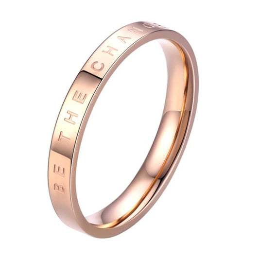 Fashion Simple Narrow BE THECHANGE Ring Electroplated 18k Titanium Steel Couple Ring