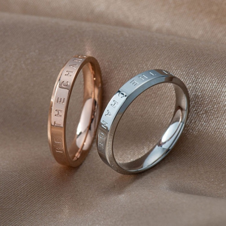 Fashion Simple Narrow BE THECHANGE Ring Electroplated 18k Titanium Steel Couple Ring