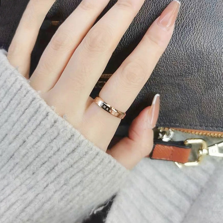 Fashion Simple Narrow BE THECHANGE Ring Electroplated 18k Titanium Steel Couple Ring