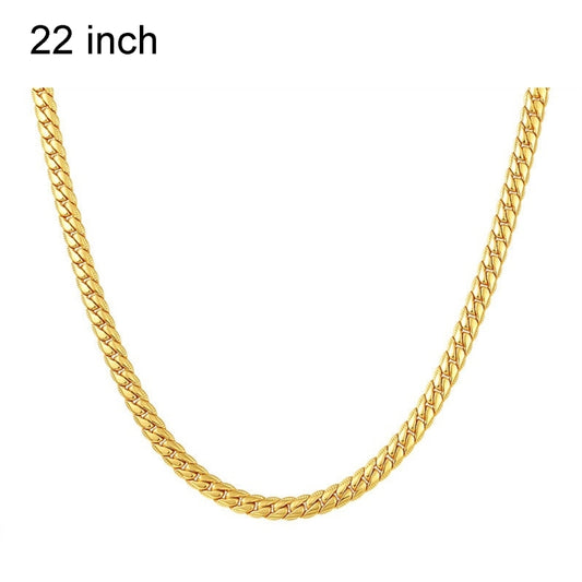 2 PCS 5mm Full Sideways Gold Plated Necklace Fashion Jewelry, Specification:, 22 inch (55cm), 24 inch (60cm)