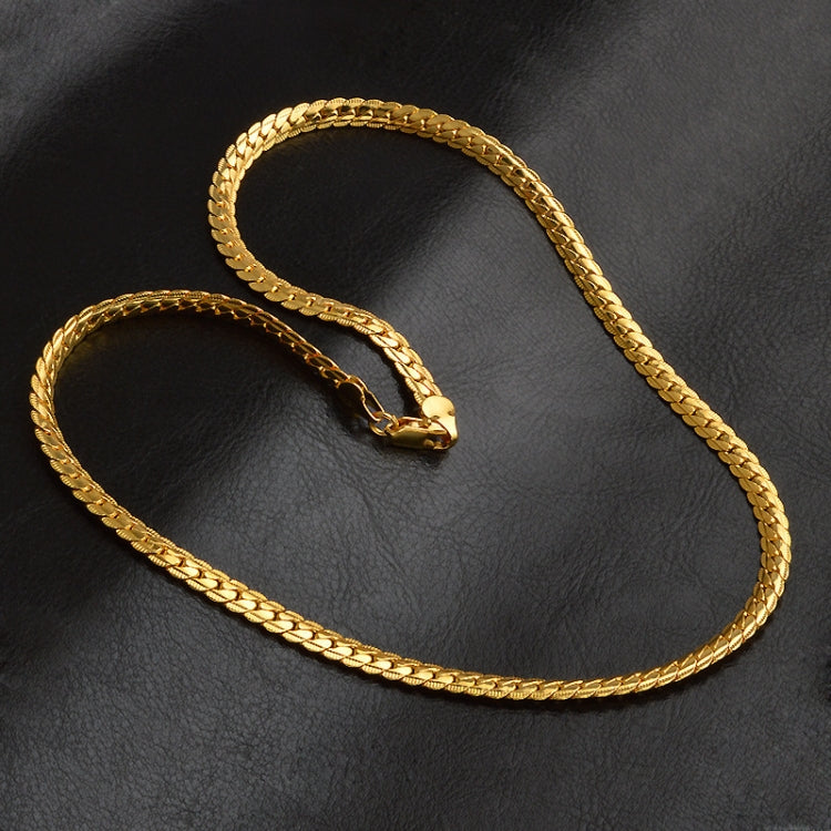 2 PCS 5mm Full Sideways Gold Plated Necklace Fashion Jewelry, Specification:, 22 inch (55cm), 24 inch (60cm)