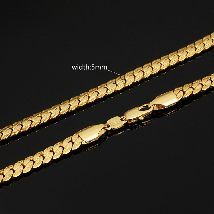 2 PCS 5mm Full Sideways Gold Plated Necklace Fashion Jewelry, Specification:, 22 inch (55cm), 24 inch (60cm)