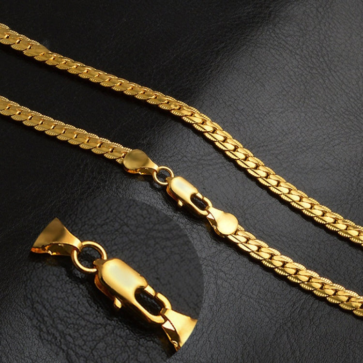 2 PCS 5mm Full Sideways Gold Plated Necklace Fashion Jewelry, Specification:, 22 inch (55cm), 24 inch (60cm)