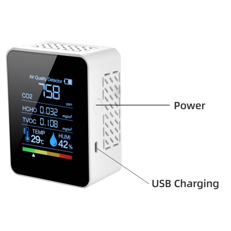 Portable CO2 Air Quality Formaldehyde Carbon Dioxide Detector Indoor Temperature Hygrometer with LED Digital Display
