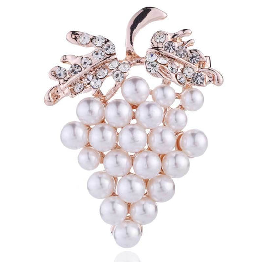 Diamond Grape Brooches Wild Pearl Pin Female Clothes Jewelry, Grape