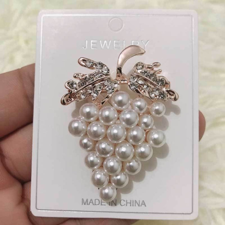 Diamond Grape Brooches Wild Pearl Pin Female Clothes Jewelry, Grape