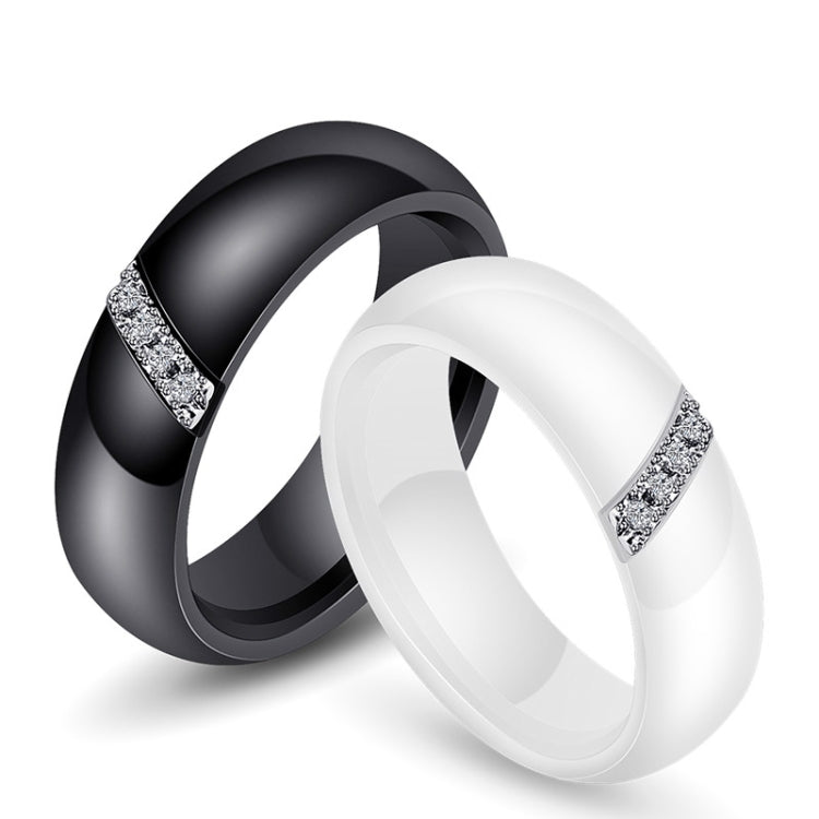 Simple Nano Ceramic Ring Trend Titanium Steel with Zircon Rings