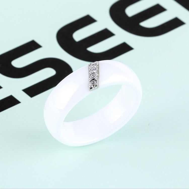 Simple Nano Ceramic Ring Trend Titanium Steel with Zircon Rings