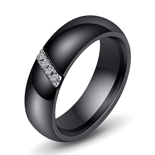Simple Nano Ceramic Ring Trend Titanium Steel with Zircon Rings