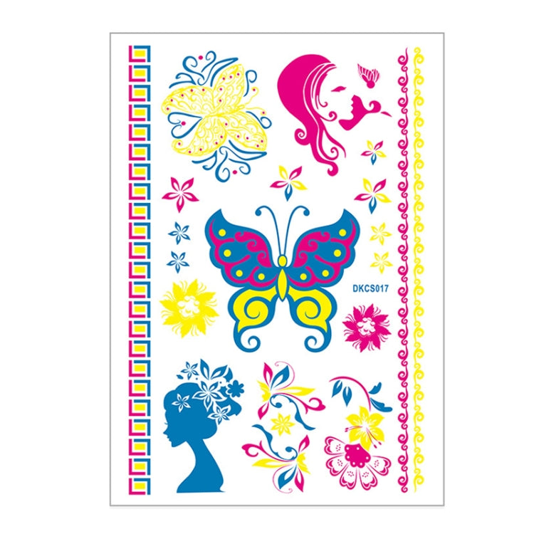 10 PCS Fluorescent Flower Arm Tattoo Sticker Face Sticker Waterproof Feather Tattoo Arm Tattoo Sticker