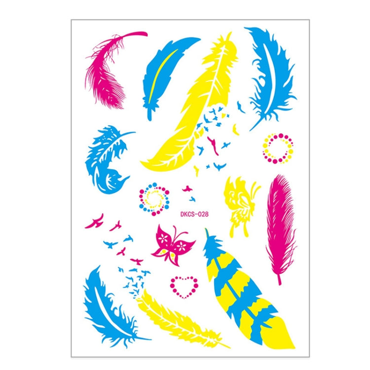 10 PCS Fluorescent Flower Arm Tattoo Sticker Face Sticker Waterproof Feather Tattoo Arm Tattoo Sticker