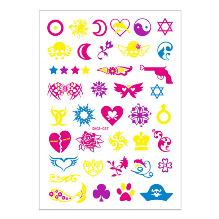10 PCS Fluorescent Flower Arm Tattoo Sticker Face Sticker Waterproof Feather Tattoo Arm Tattoo Sticker