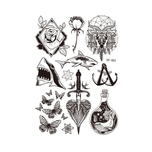 10 PCS Dark Fluorescent Color Changing Animal Luminous Flower Arm Waterproof Adult Tattoo Stickers