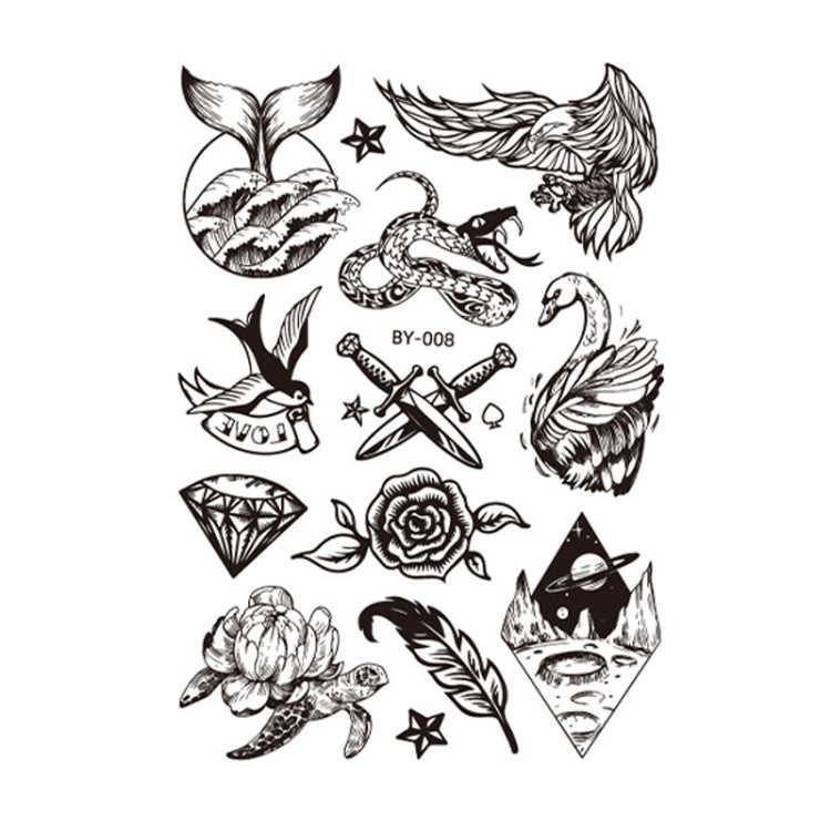 10 PCS Dark Fluorescent Color Changing Animal Luminous Flower Arm Waterproof Adult Tattoo Stickers