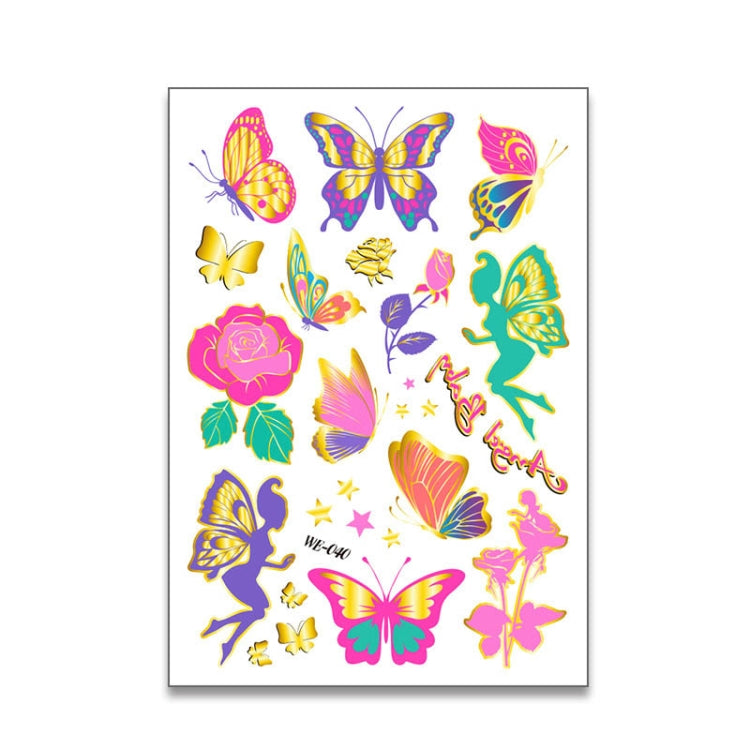 10 PCS Children Water Transfer Fresh Butterfly Bronzing Tattoo Stickers Cartoon Cute Metal Tattoo Stickers