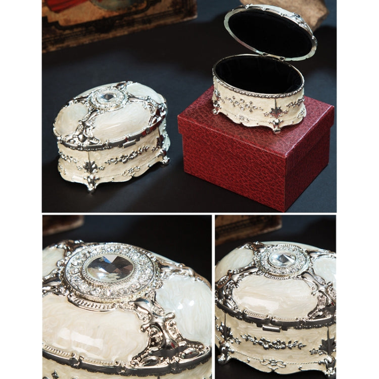Metal Oval Diamond Jewelry Storage Box Birthday Wedding Gift, 8.5x6x6cm, 11x7.5x7cm