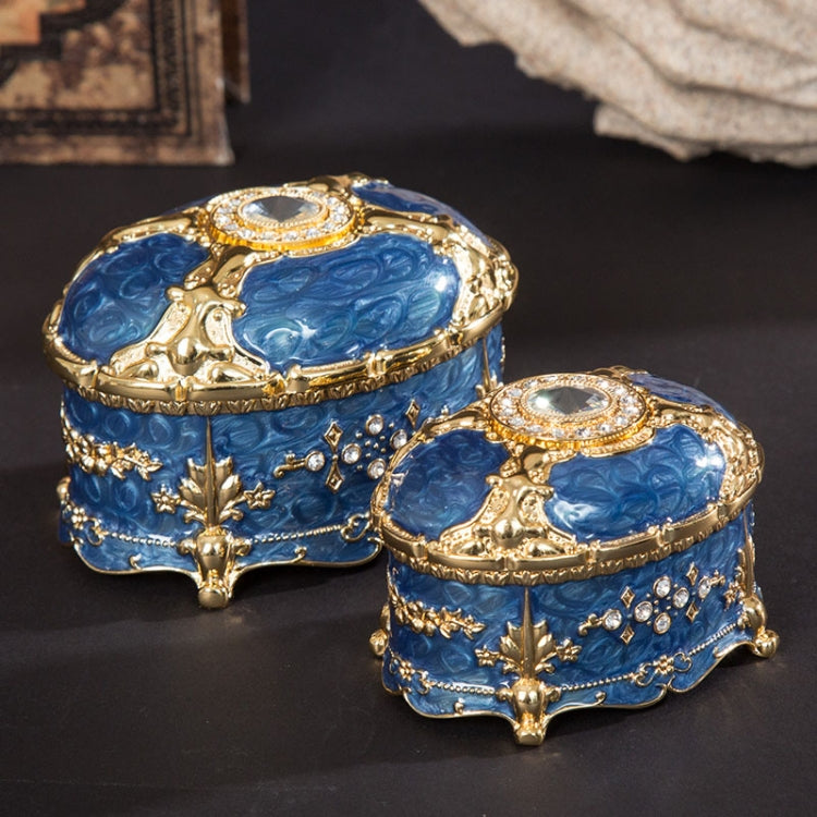 Metal Oval Diamond Jewelry Storage Box Birthday Wedding Gift, 8.5x6x6cm, 11x7.5x7cm