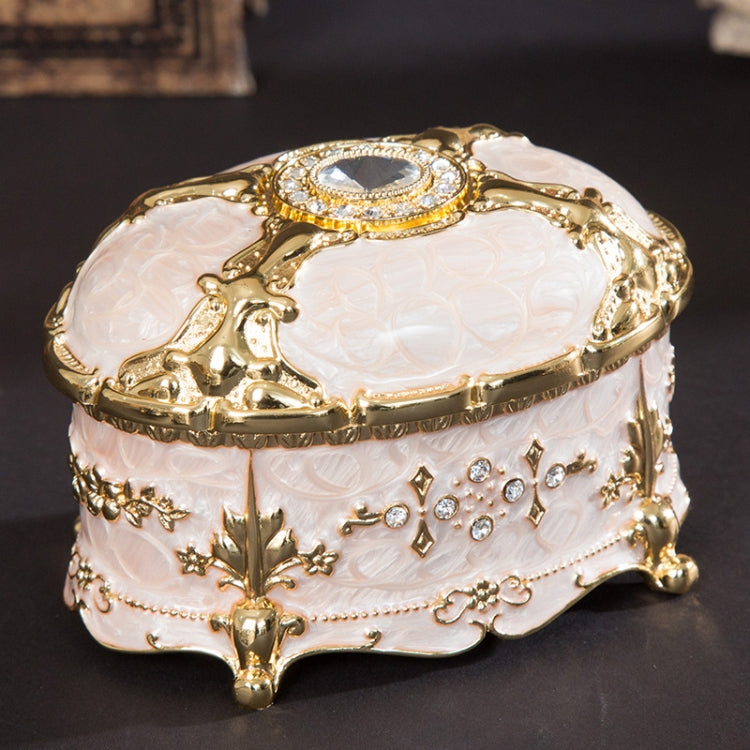 Metal Oval Diamond Jewelry Storage Box Birthday Wedding Gift, 8.5x6x6cm, 11x7.5x7cm