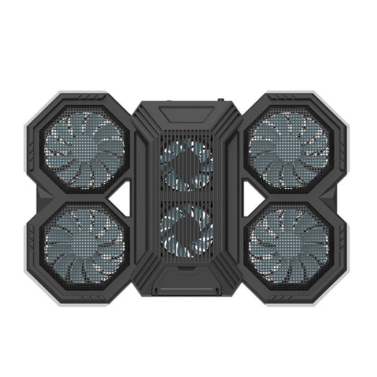 F12 6 Fans USB Semiconductor Computer Radiator Notebook Stand with Phone Holder, Blue Light, Blue Light + RGB Light