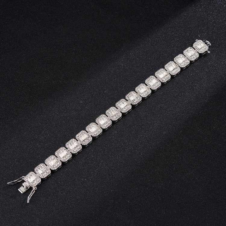 NL075H Street Hip Hop Square Rock Candy Necklace Bracelet, Size: