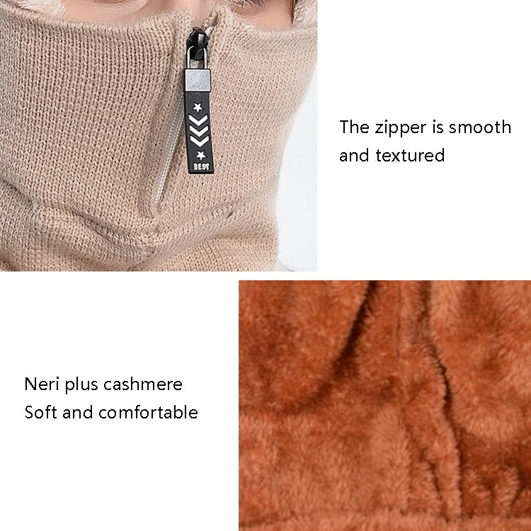 Knit Ear Protection Plus Velvet Thickening One-piece Hat Scarf Face Mask