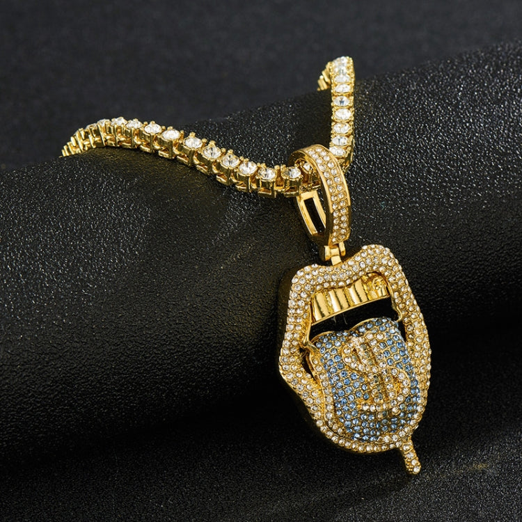 Skull Lips Tongue Pendant Single Row Necklace