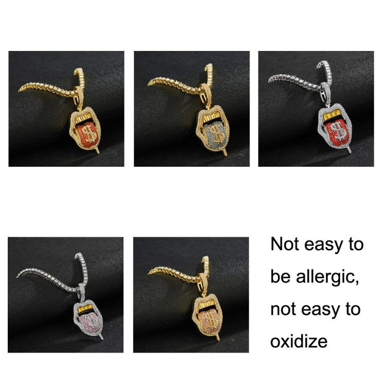 Skull Lips Tongue Pendant Single Row Necklace